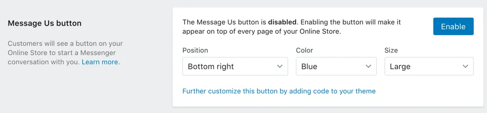 What a business configured in Shopify’s admin