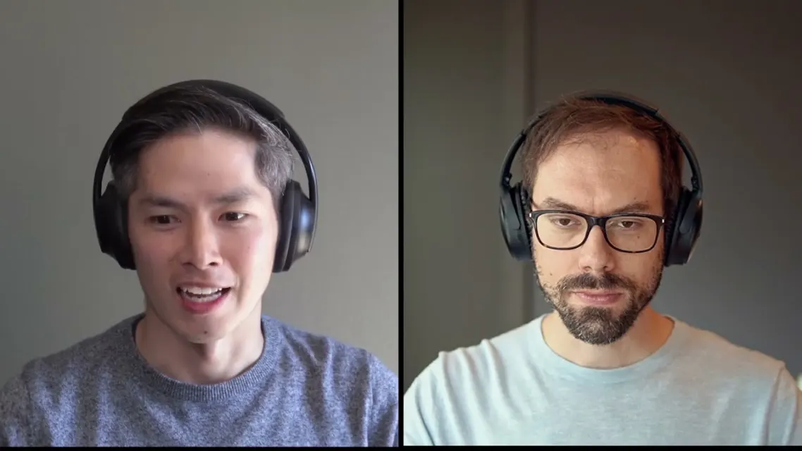 Brandon and Craig Miller on a video call, both in headphones